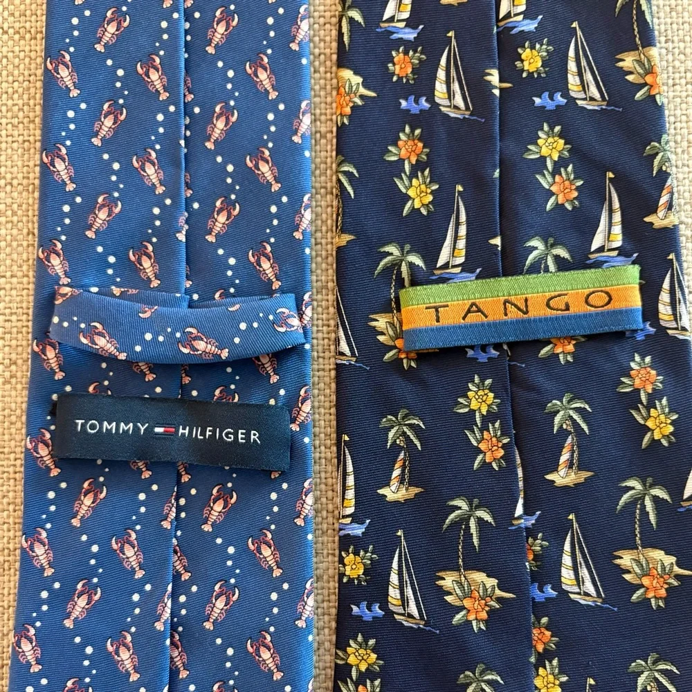 Lobster and Tropical Nautical Silk Ties - Coastal Preppy Bundle (2)